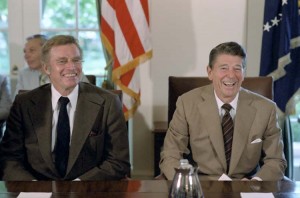 Ronald Reagan & Charlton Heston in 1981. Both were diagnosed with Alzheimer's Disease.